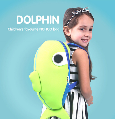 Σχολικά Backpacks παιδιών φαλαινών κινούμενων σχεδίων με διπλό ελαφρύ ώμων που προσαρμόζονται