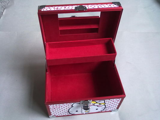 Η φορητή ρόδινη επαγγελματική καλλυντική περίπτωση προσαρμόζει την επένδυση βελούδου